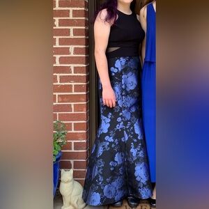 Size 6 or 8, Camille La Vie, Black and Blue Floral Gown, Floral, Petite